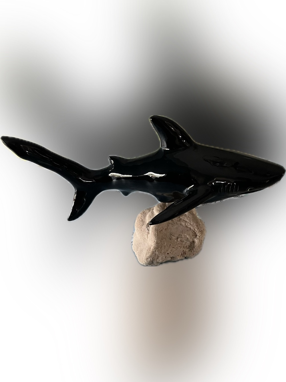 Glossy Black Shark Sculpture